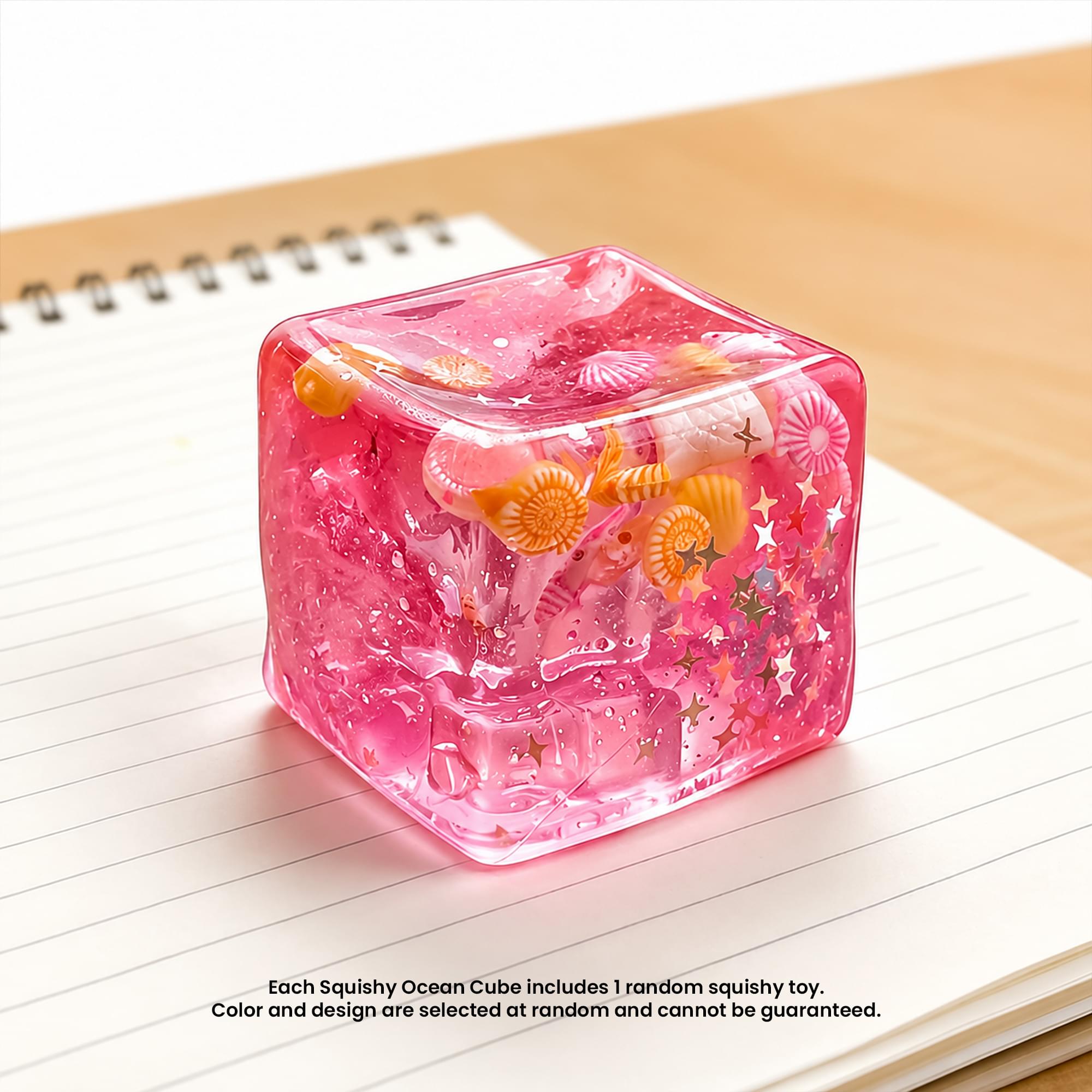 Each Squishy Ocean Cube includes 1 random squishy toy. Color and design are selected at random and cannot be guaranteed.