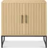 Front. Best Choice Products - Best Choice Products 2-Door Slatted Storage Cabinet, Accent Furniture w/ Non-Scratch Foot Pads - Natural - Oak.