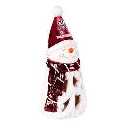 Evergreen Enterprises - Wisconsin Badgers LED 8" Snowman Lit Garden Statue - Red