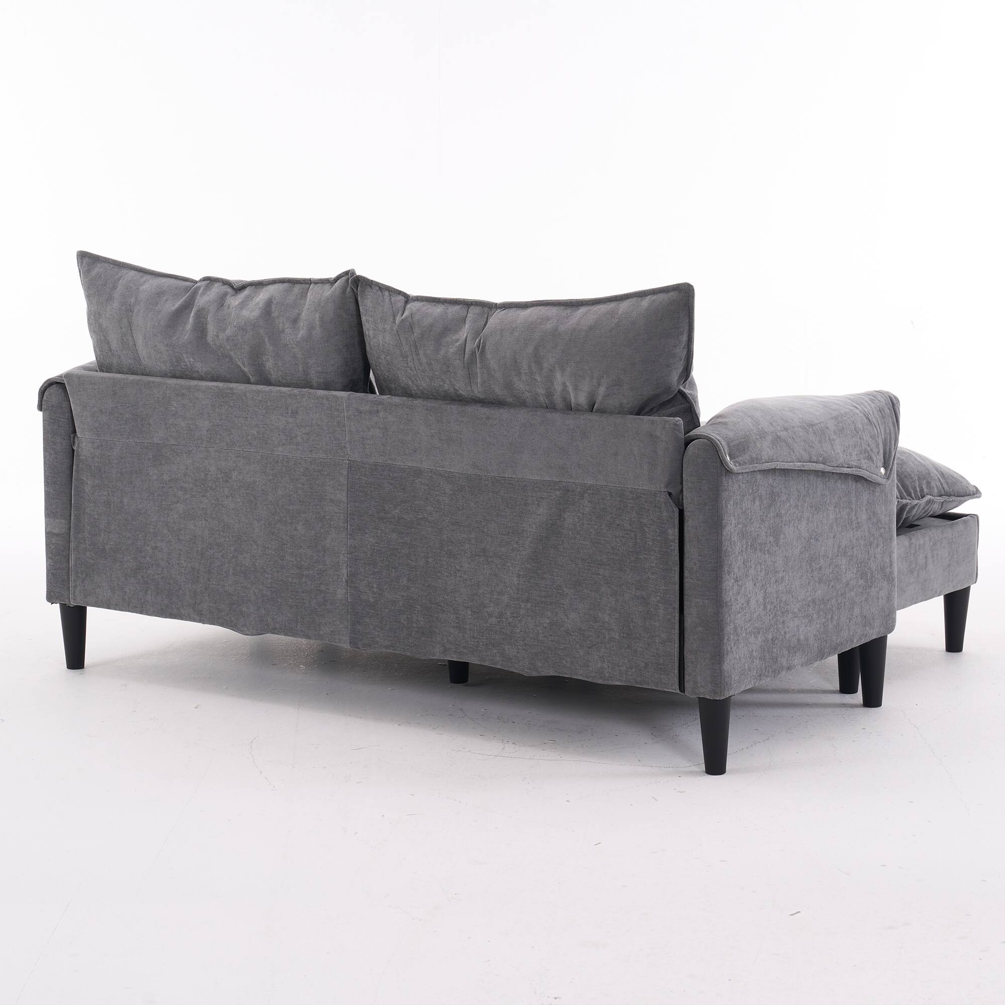 Alt View 7. Tiramisubest - Convertible U-Shaped Sofa with Storage Footstools,2-Seater Combination Sofa for Living Room/Bedroom/Office,Gray - Gray.