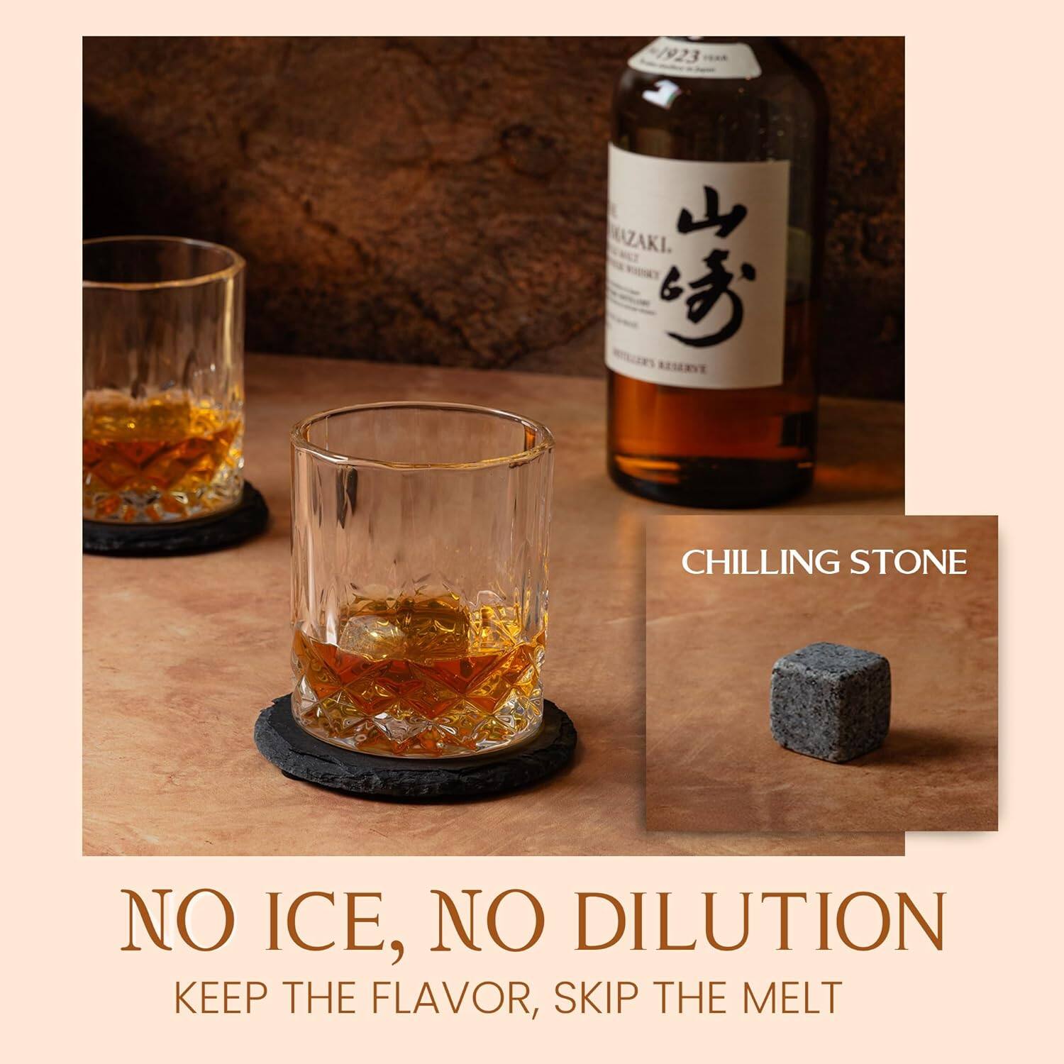 1923 MAZAKI  
CHILLING STONE  
NO ICE, NO DILUTION  
KEEP THE FLAVOR, SKIP THE MELT
