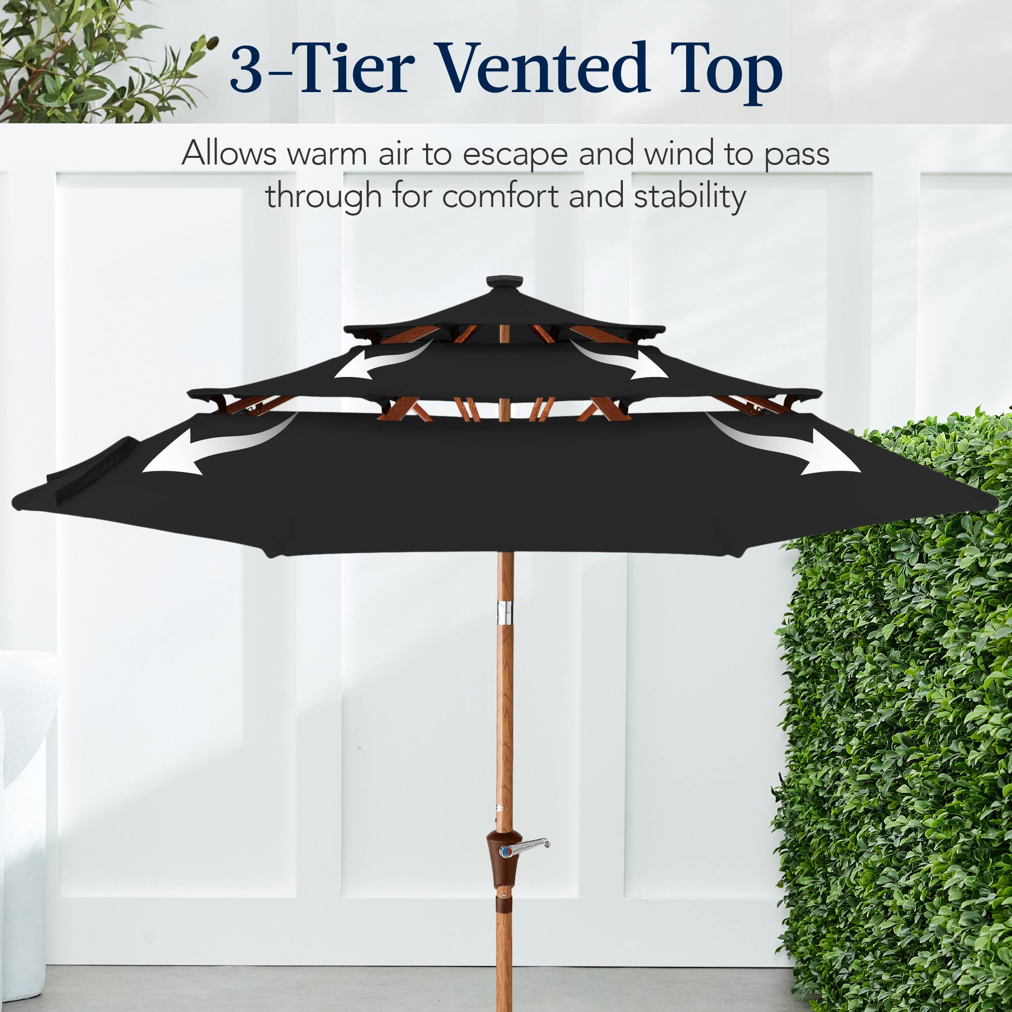 3-Tier Vented Top

Allows warm air to escape and wind to pass through for comfort and stability.