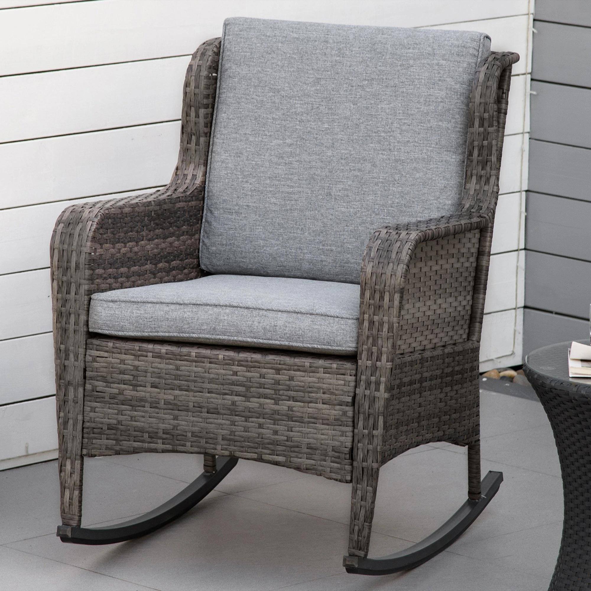 Back. Resenkos - Resenkos Outdoor PE Rattan Swing Chair, Garden Patio Lounger with Soft Cushions, Classic Style Swing, Gray - Gray.