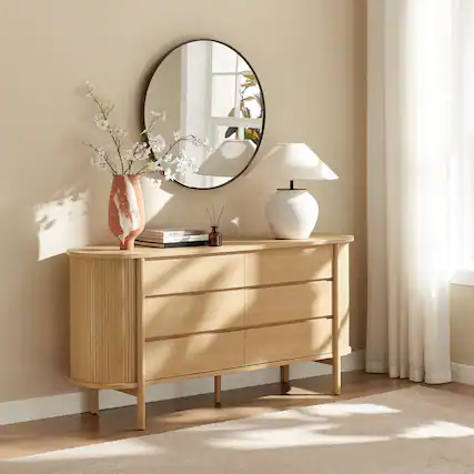 Front. Modway - Cadence 6-Drawer Curved Dresser by Modway - Oak.