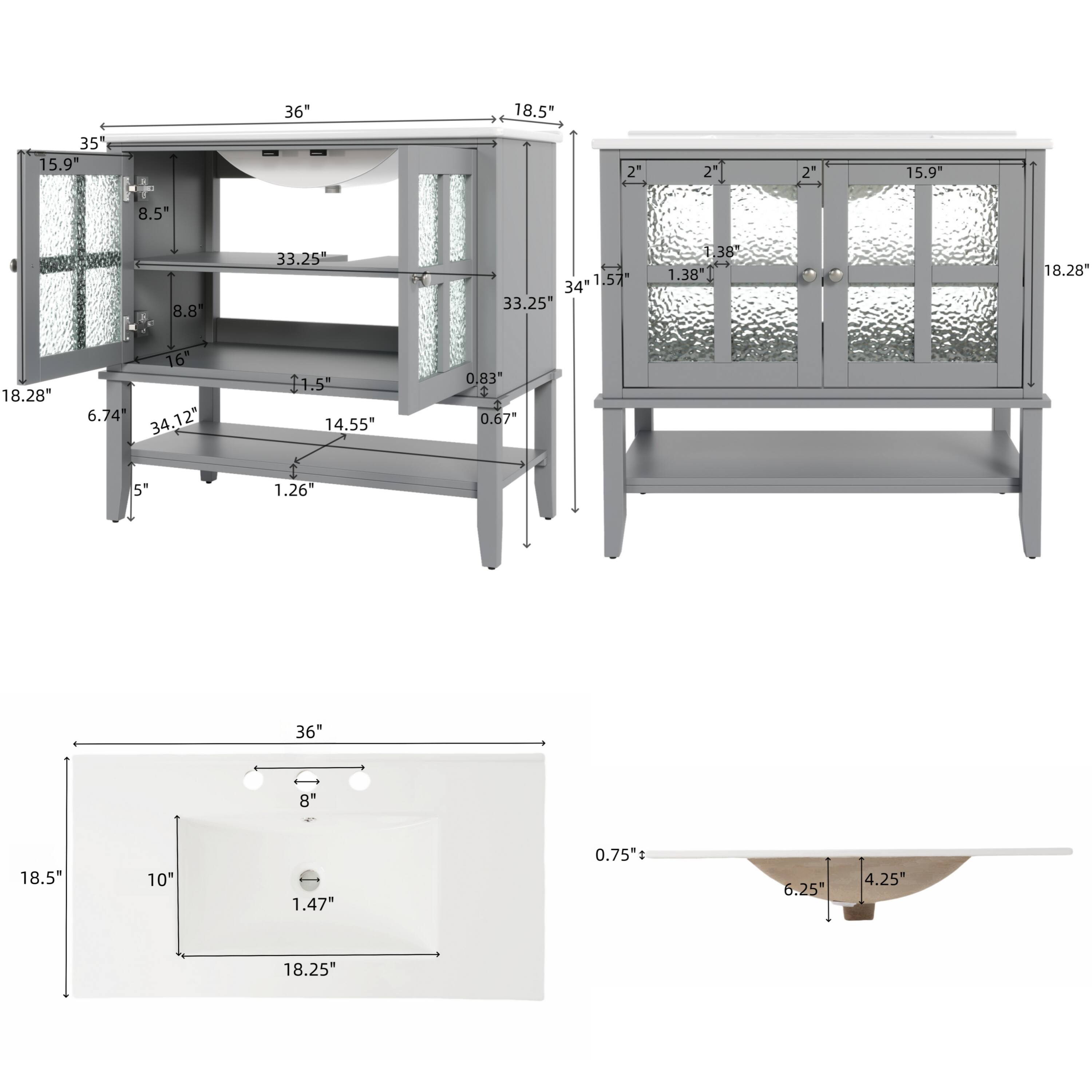 - 36" + 18.5"
- 35"
- 15.9"
- 8.5"
- 8.8"
- 33.25"
- 1.57"
- 34"
- 33.25"
- 1.38"
- 1.38"
- 18.28"
- 18.28"
- 16"
- 6.74"
- 34.12"
- 1.5"
- 14.55"
- 0.83"
- 0.67"
- 5"
- 1.26"
- 36"
- 8"
- 18.5"
- 10"
- 1.47"
- 0.75"
- 6.25"
- 4.25"
- 18.25"