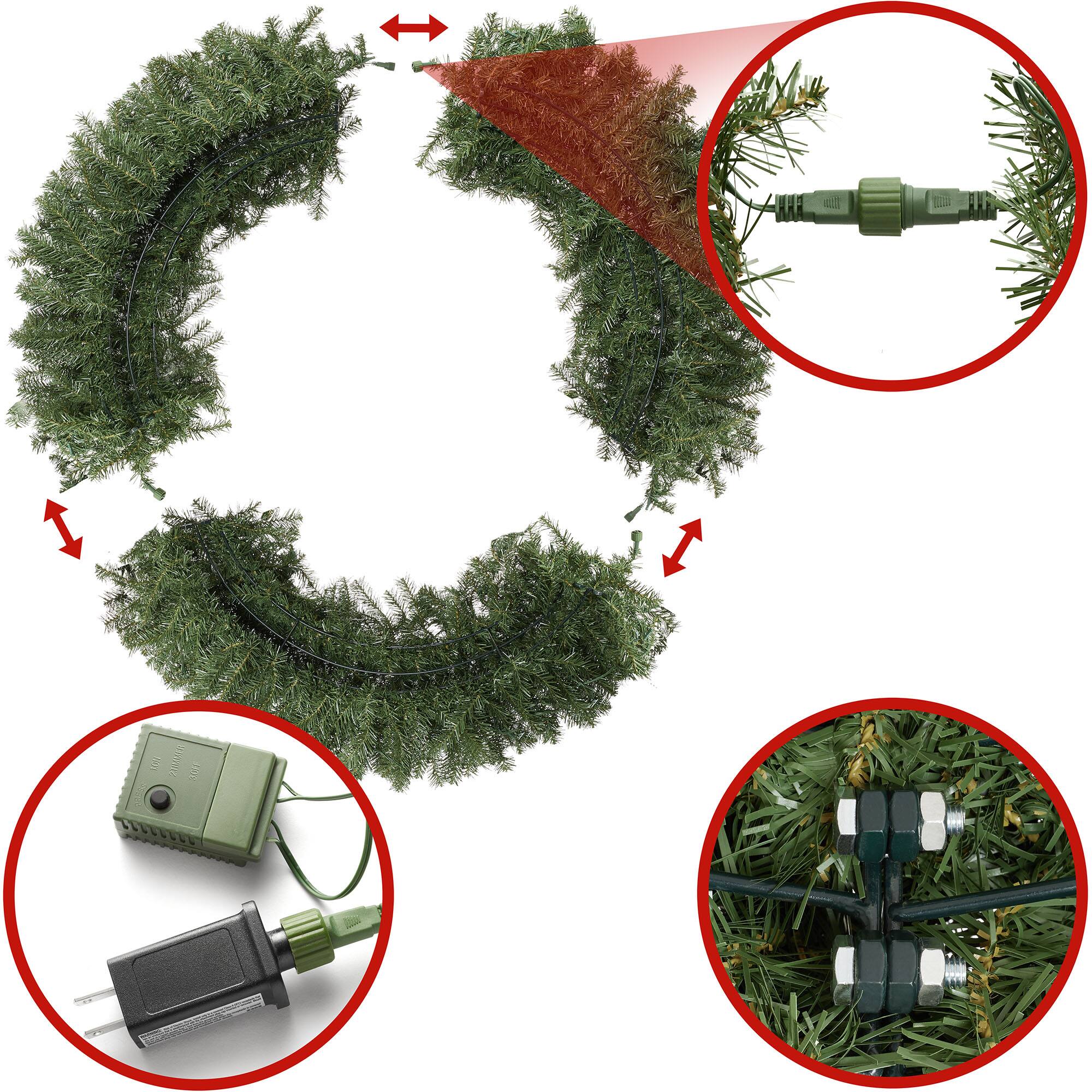 Alt View 2. Casafield - Green Fir Artificial Holiday Christmas Wreath Holiday Décor - Green White Lights.