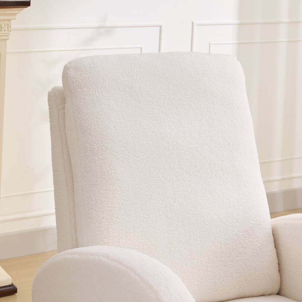 Alt View 6. Loheer - Loheer Ivory Sherpa Rocking Chair High Back Nursery Glider Accent Armchair with Side Pocket and Rubber Wood Legs - Ivory.