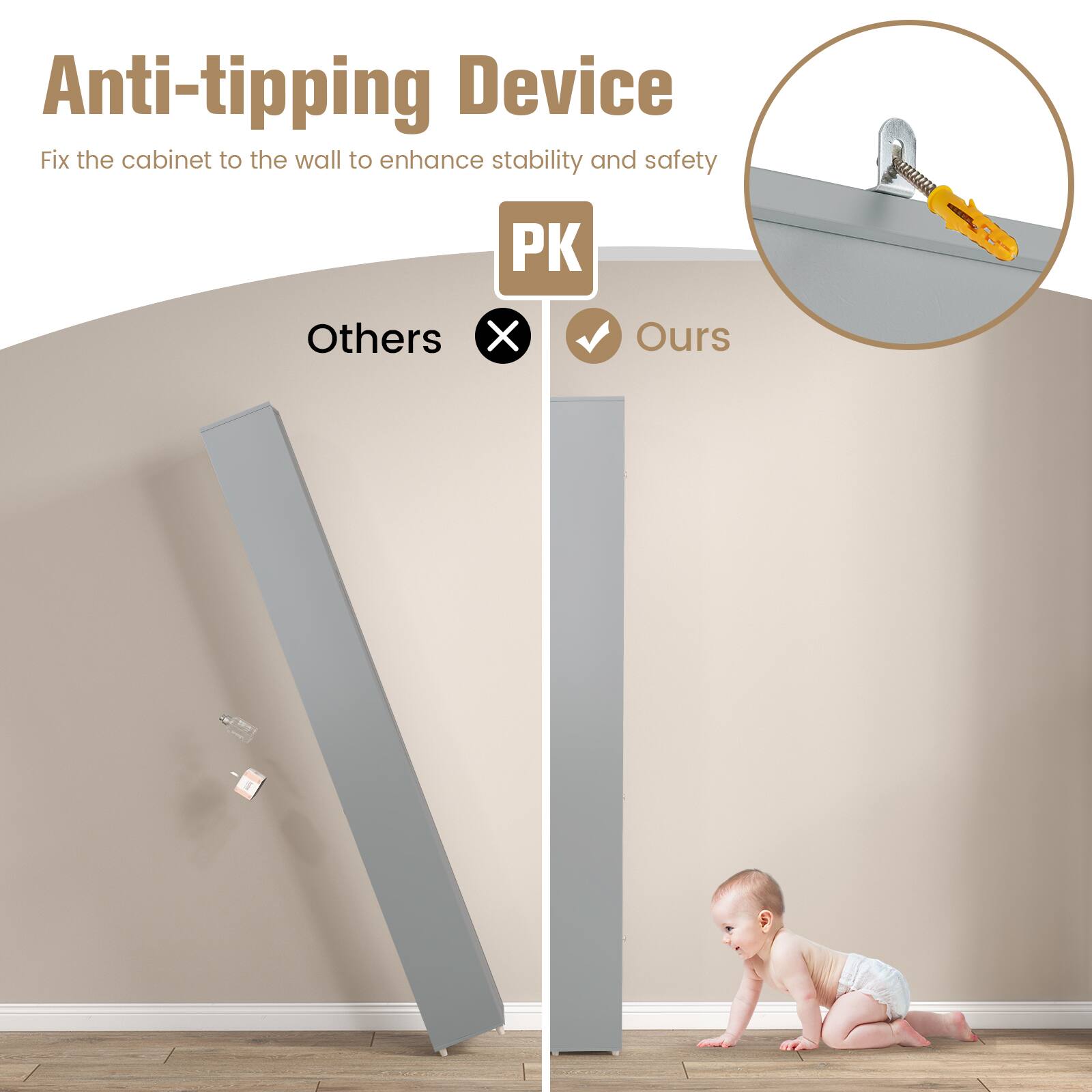 Anti-tipping Device Fix the cabinet to the wall to enhance stability and safety P PYPTE - Others X Ours