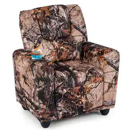 Costway - Kids Recliner with Cup Holder with Adjustable Backrest & Footrest for Boys & Girls - Camouflage