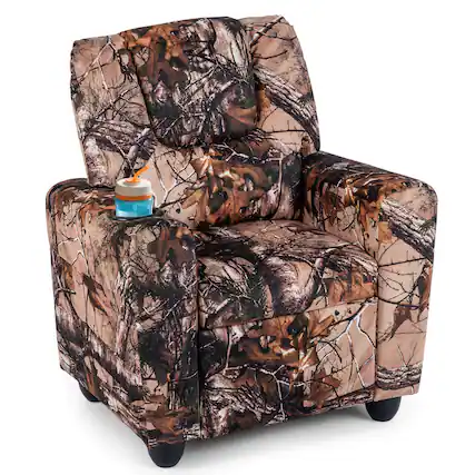 Front. Costway - Costway Kids Recliner with Cup Holder with Adjustable Backrest & Footrest for Boys & Girls - Camouflage.