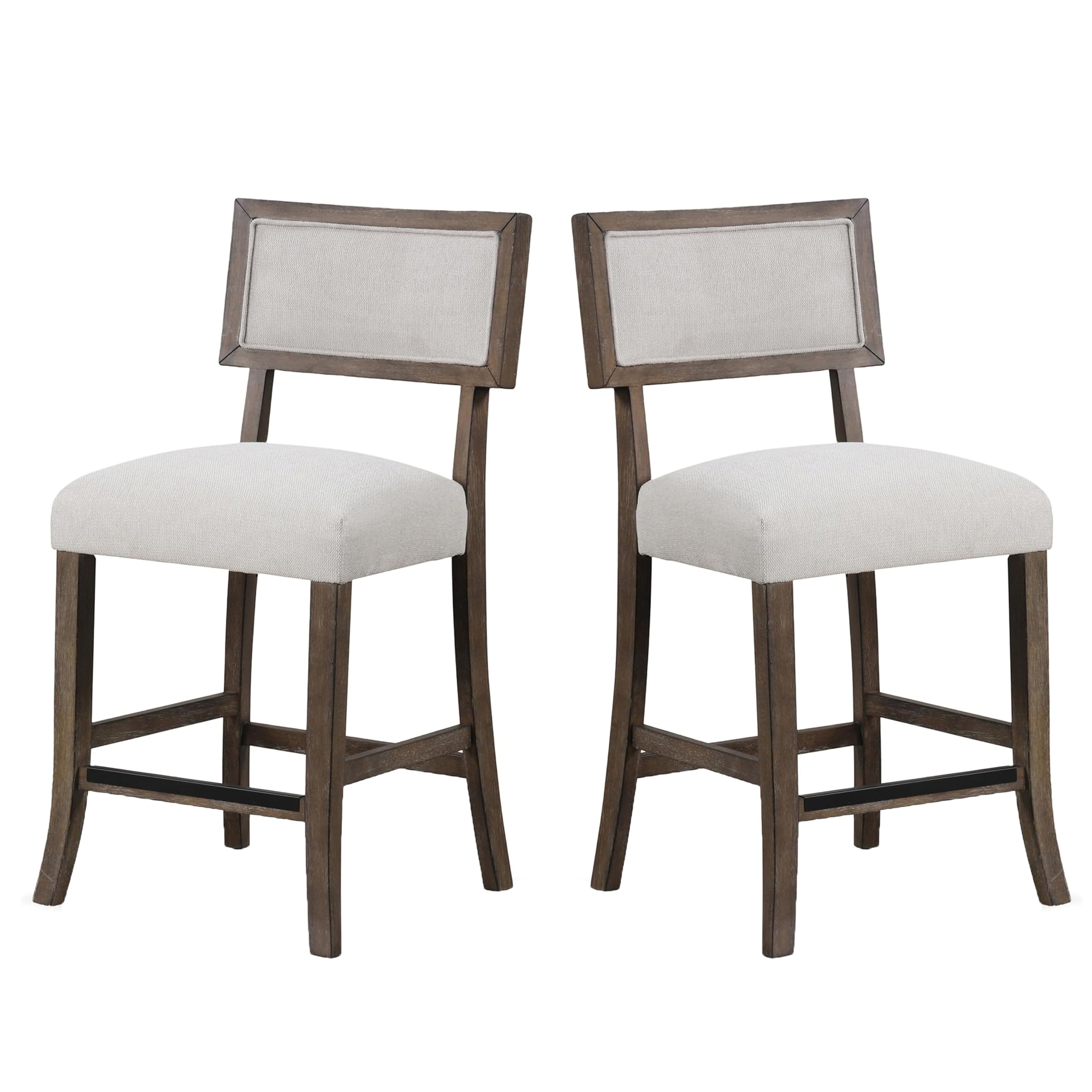 Manhattan Lane - Asten Counter Stool Chair Set of 2 - Dark Walnut Brown, Light Gray