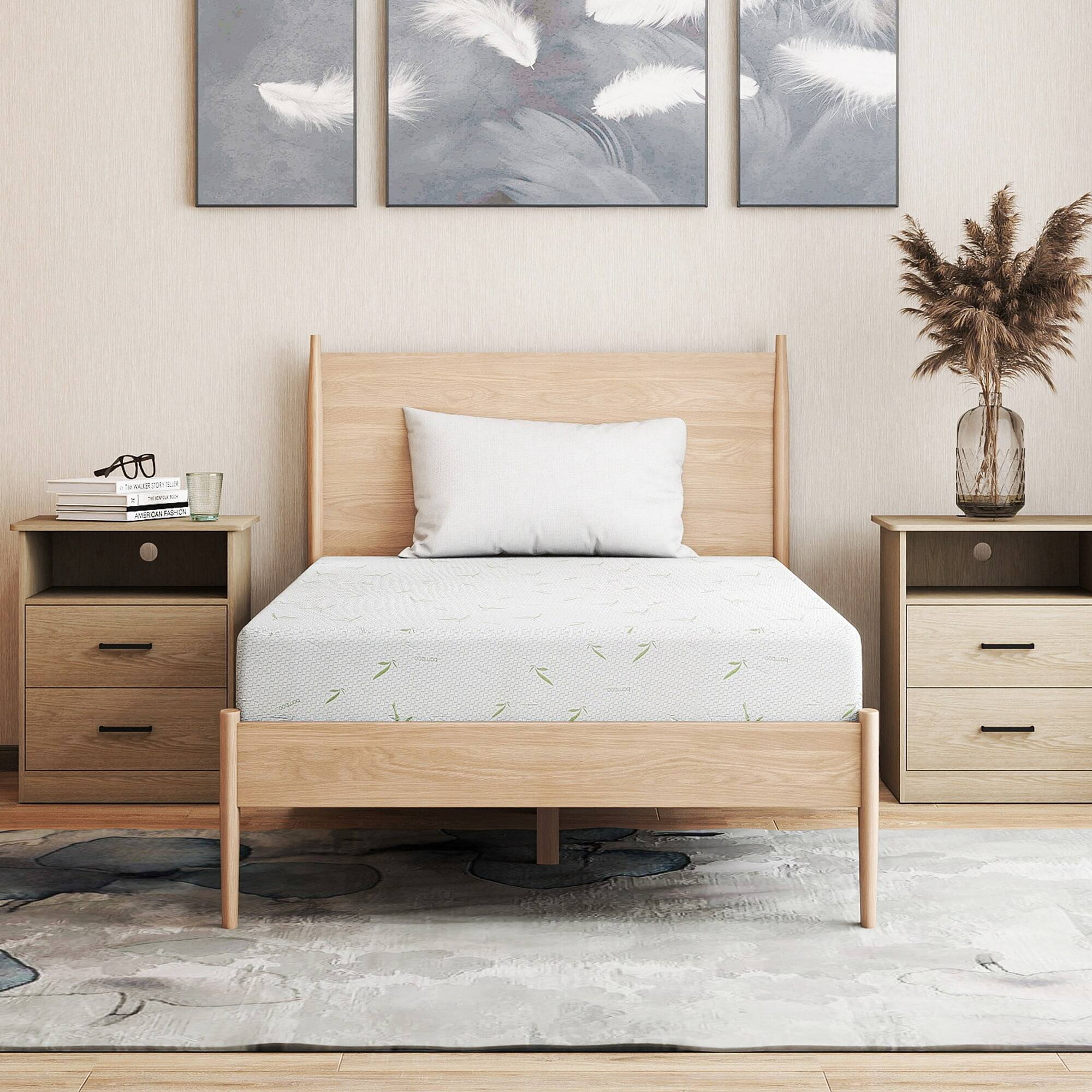 Alt View 7. Kadyn - Memory Foam Mattress, Green Tea & Cooling Gel, Fiberglass-Free, Medium Firm Bamboo - White.