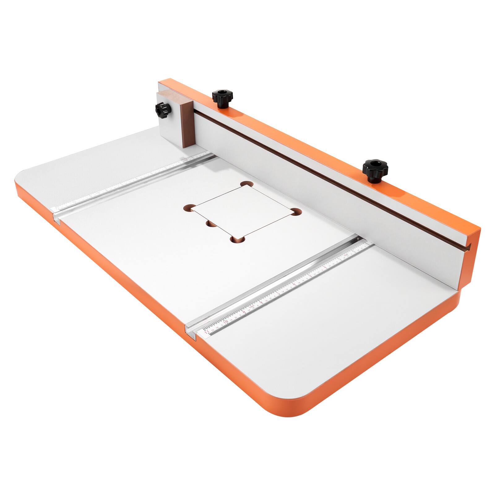 Alt View 5. VEVOR - Drill Press Table, 24 in x 12 in, Worktable with an Adjustable Fence and Stop Block, Highly Compatible T-Slots - White,Orange.