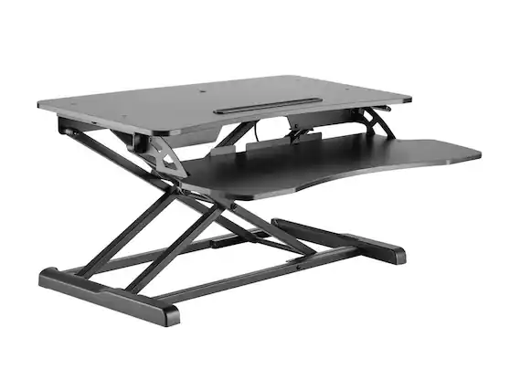 Front. Amer Mounts - Amer Mounts EZRiser30 Height Adjustable Sit/Stand Desk Computer Riser, 30" wide with Keyboard Tray - Black Finish - Black.