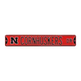 Authentic Street Signs - Scarlet Nebraska Huskers 6" x 36" College Ave Premium Street Sign - Red