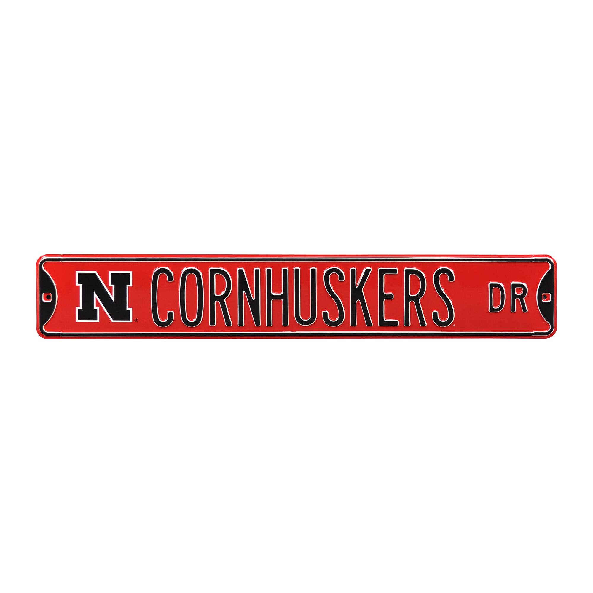 Scarlet Nebraska Huskers 6" x 36" College Ave Premium Street Sign