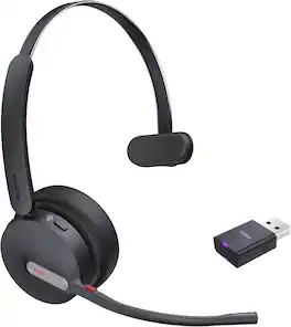 Yealink - 1208688 WH64 Hybrid Mono Teams Headset,Dongle Hybrid Technology,Ideal for Microsoft Teams, Noise Reduction, USB