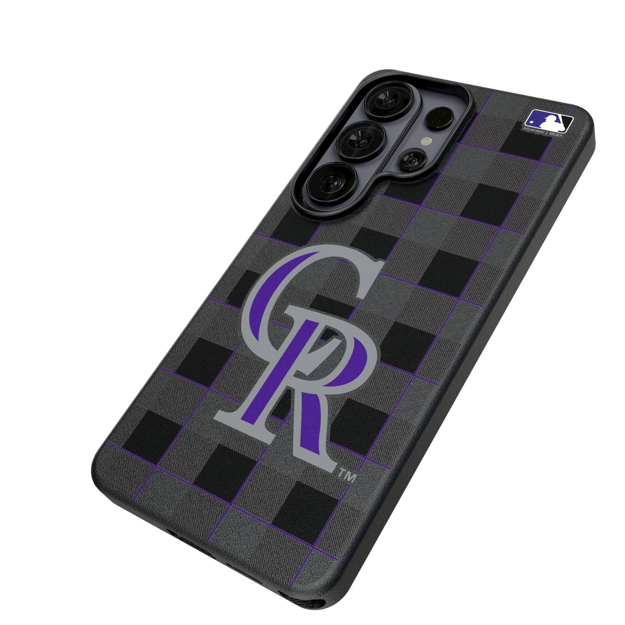 Alt View 1. Keyscaper - Colorado Rockies Plaid Galaxy Magnetic Bump Case - S25 - Black.