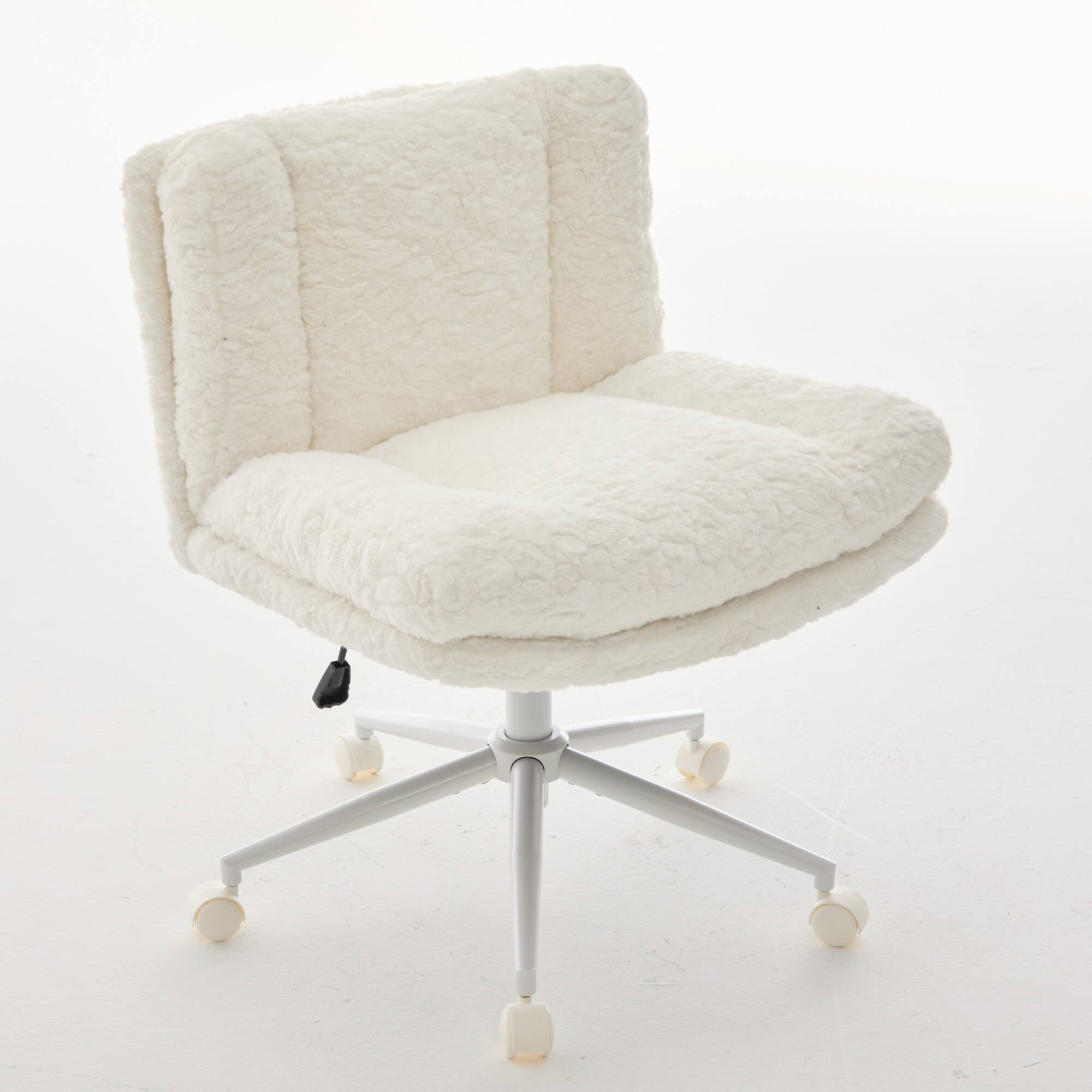 Alt View 1. GOODSILO - Extra Wide Plush Faux Fur Office Chair with Adjustable Height and 360-Degree Swivel for Home Workspace - Cream.