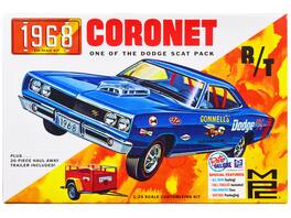Skill 2 Model Kit 1968 Dodge Coronet Hardtop with Trailer 1/25 Scale Model by MPC - Multicolor