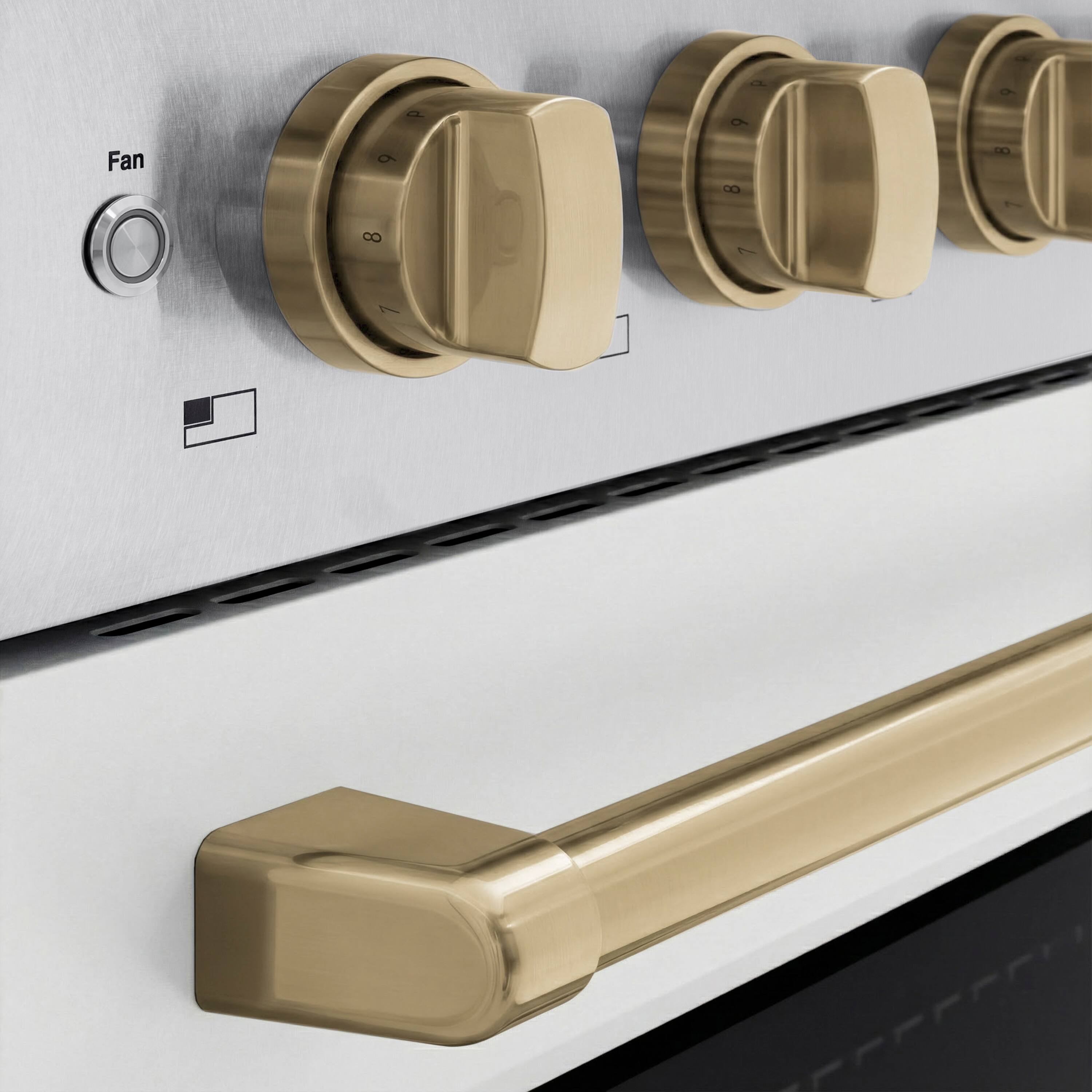 Alt View 6. ZLINE - Autograph 30 in. 4.2 cu. ft. Paramount Freestanding Induction Range in Satin Steel with Bronze Accents & White Door - Matte White.