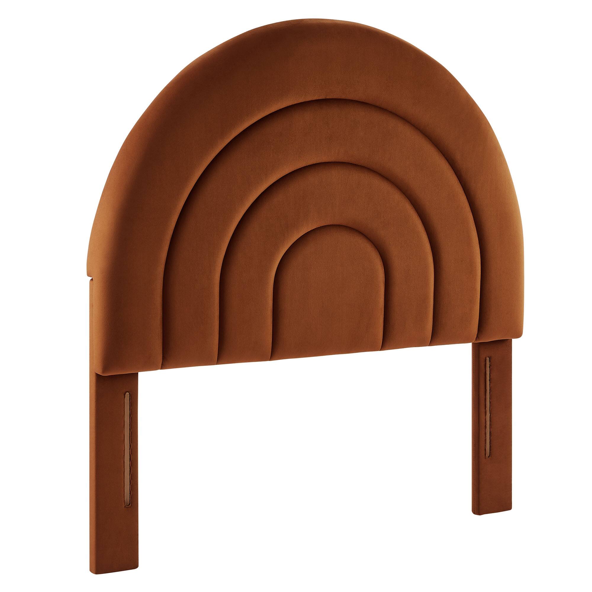 Solana Arched Performance Velvet Twin Headboard by Modway - Brown