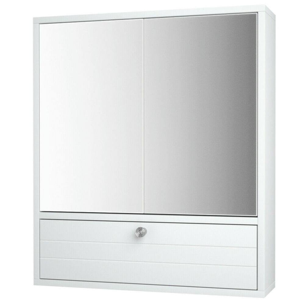 Alt View 4. Pefilos - Double Door Wall-Mounted Bathroom Mirrored Medicine Cabinet-White, Bathroom Cabinet for Bathroom Laundry Room Kitchen - White.