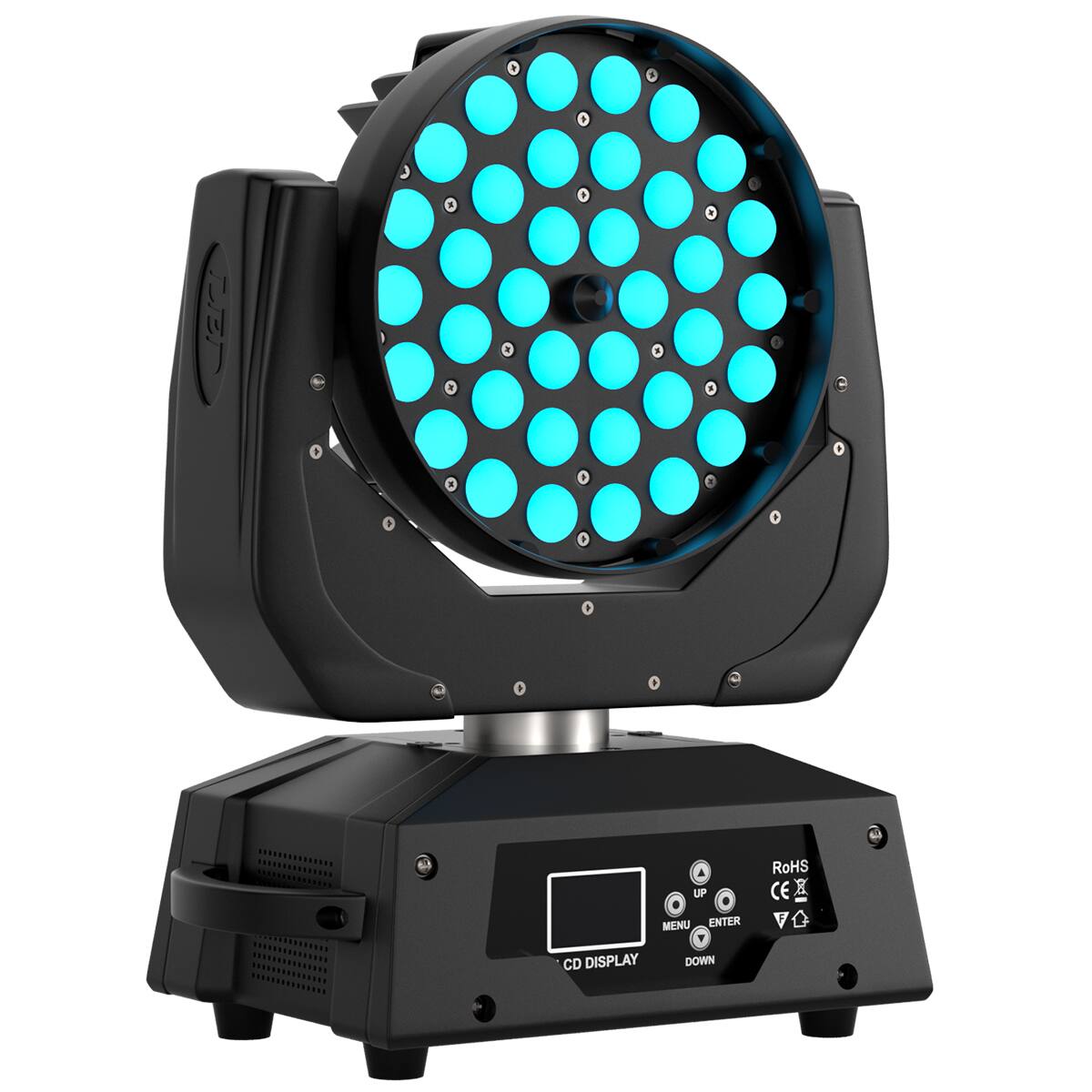 Topteng - 360W RGBW Zoom Moving Head -36x10W 4-in-1 LED Wash Light, DMX512 Control, 540° Pan/265° Tilt, for Stage DJ Party