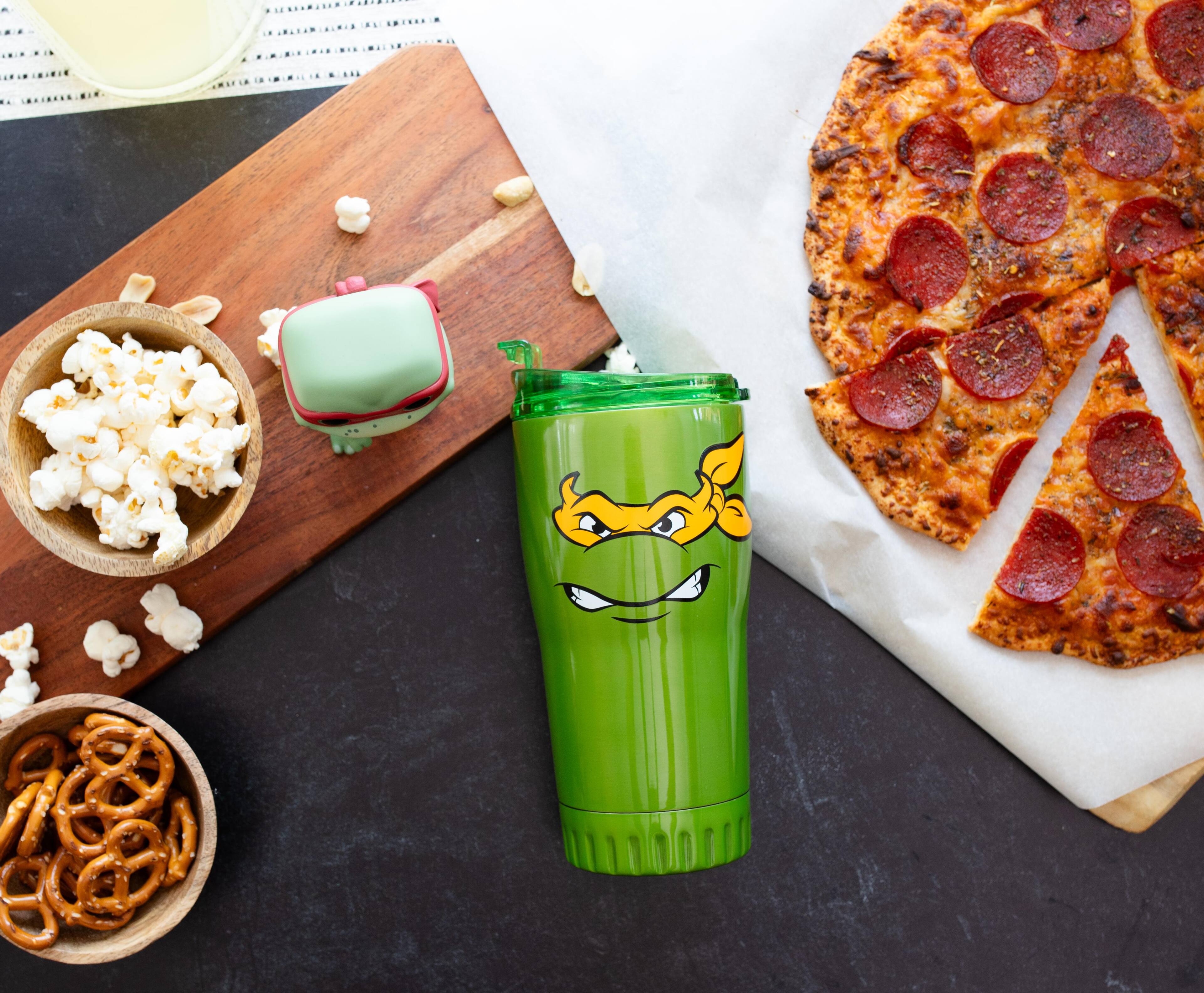 Alt View 10. Silver Buffalo - Teenage Mutant Ninja Turtles Michelangelo Stainless Steel Tumbler With Lid - Green.