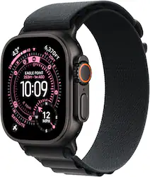 Apple Watch Ultra 3 (GPS+Cellular) 49mm Titanium Case with Black Alpine Loop - Small - Black - (2025) - Front_Zoom
