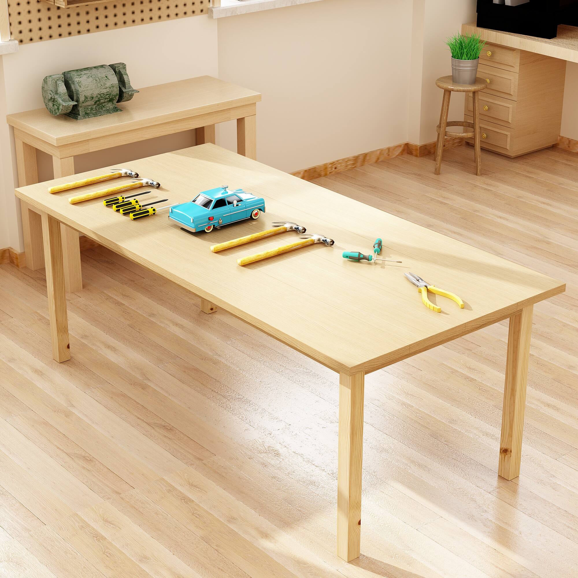 Alt View 6. FUFU & GAGA - FUFU&GAGA Wood Workbench – Durable Workshop & DIY Project Table - Wooden.