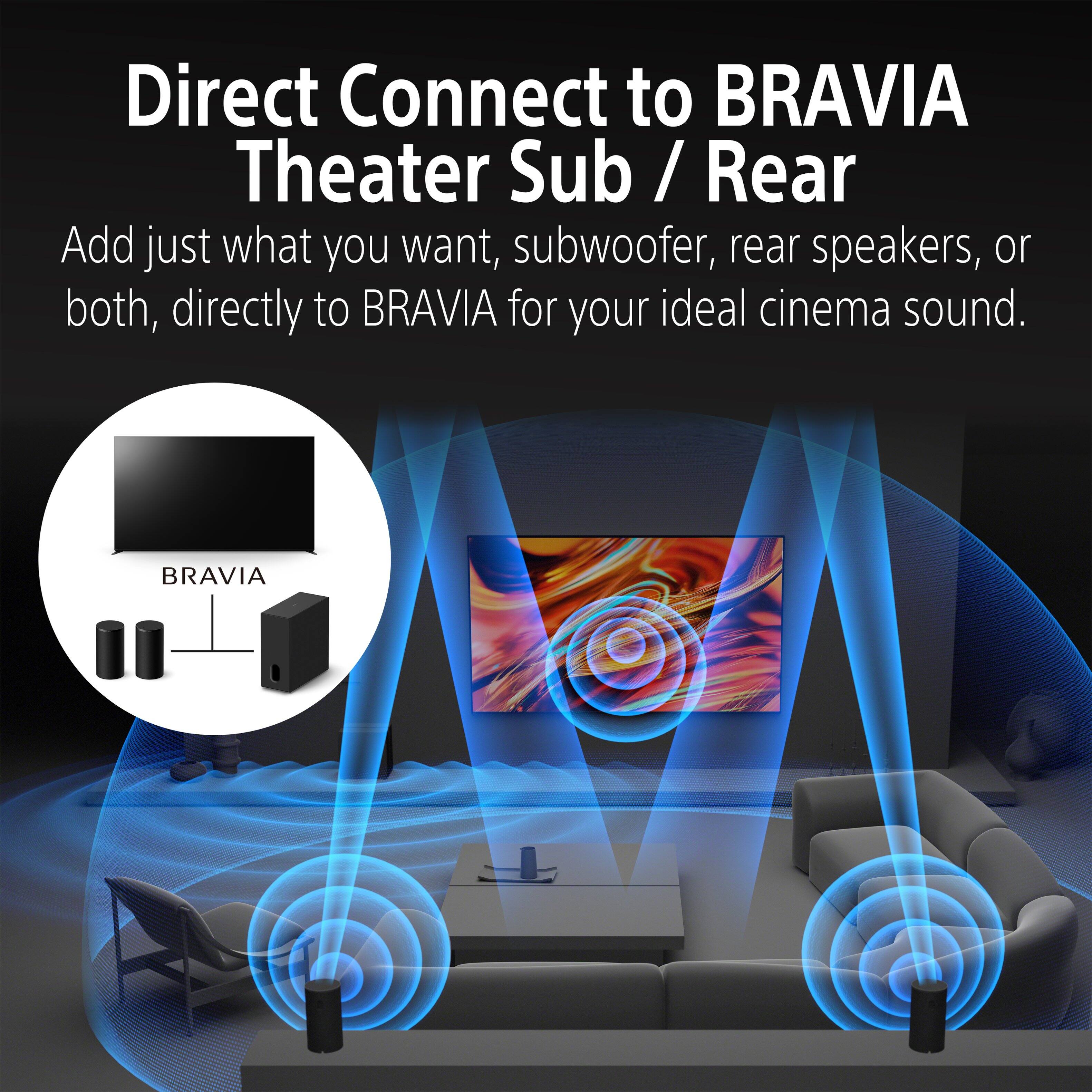 Direct Connect to BRAVIA Theater Sub / Rear

Add just what you want, subwoofer, rear speakers, or both, directly to BRAVIA for your ideal cinema sound.