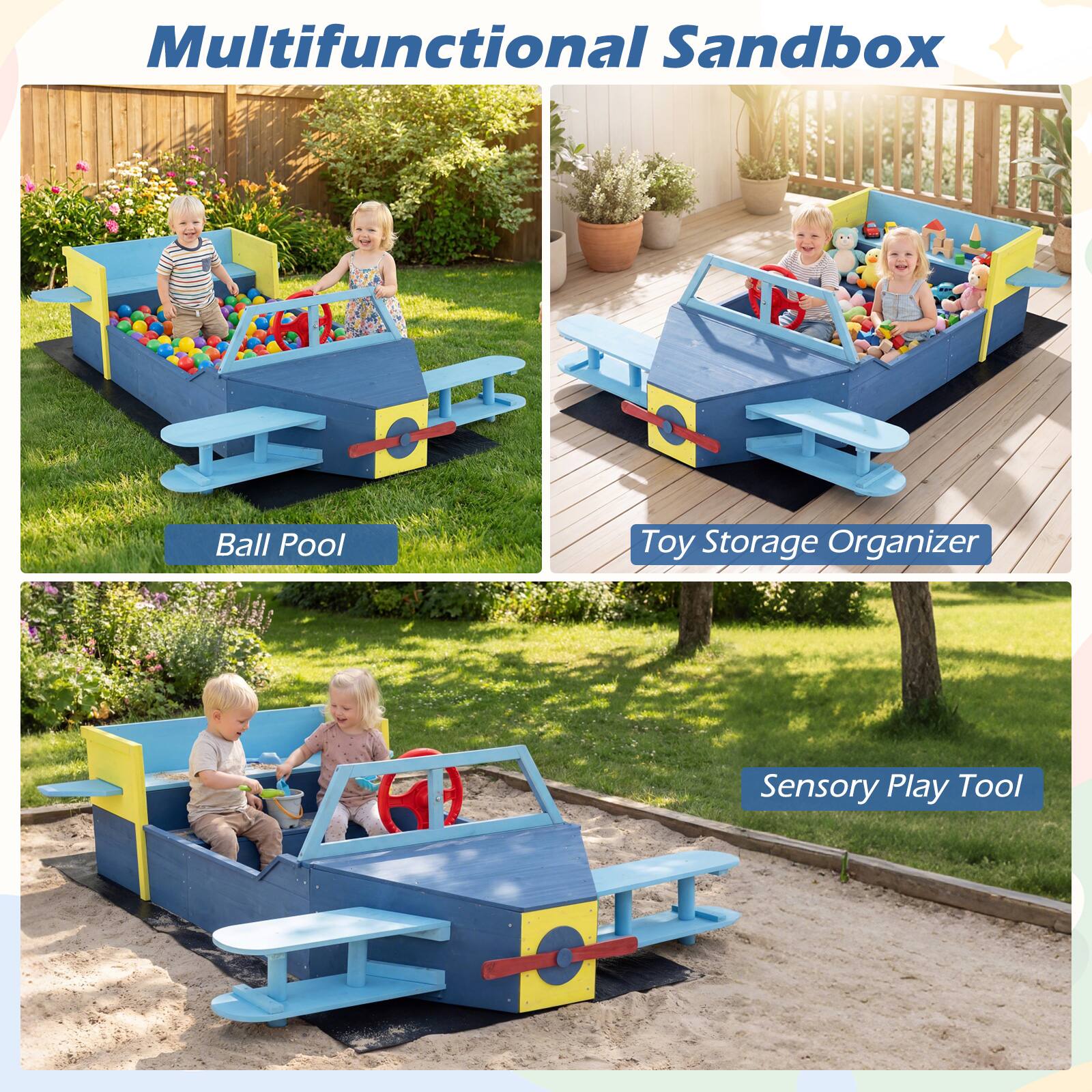 Multifunctional Sandbox

- Ball Pool
- Toy Storage Organizer
- Sensory Play Tool