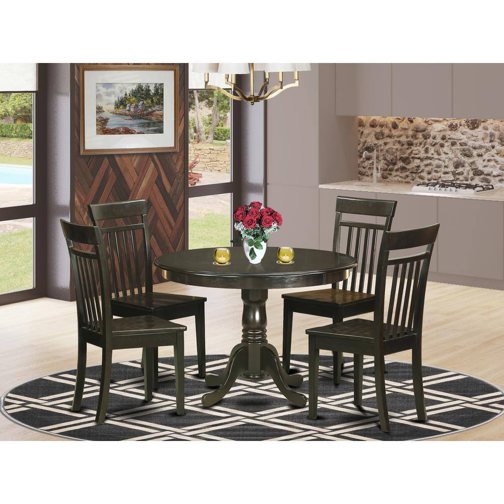 Back. East West Furniture - 5 Pc Kitchen nook Dining set-breakfast nook-Table and 4 dinette Chairs. - Cappuccino.