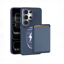 Dteck - 2-in-1 Wallet Case for Samsung Galaxy S26 Ultra, Slim Shockproof Fabric Hybrid Cover with Magnetic Card Holder - Blue