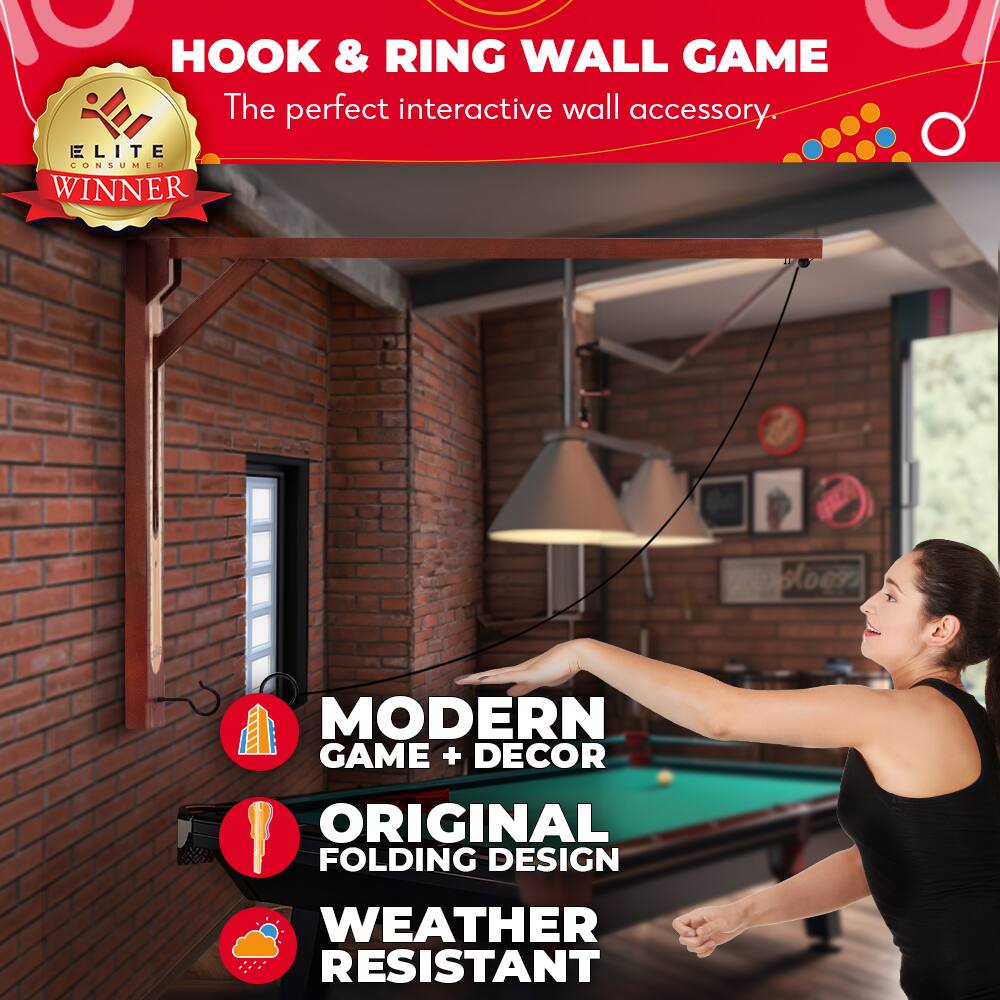HOOK & RING WALL GAME  
The perfect interactive wall accessory.  

ELITE CONSUMER WINNER  

MODERN GAME + DECOR  
ORIGINAL FOLDING DESIGN  
WEATHER RESISTANT