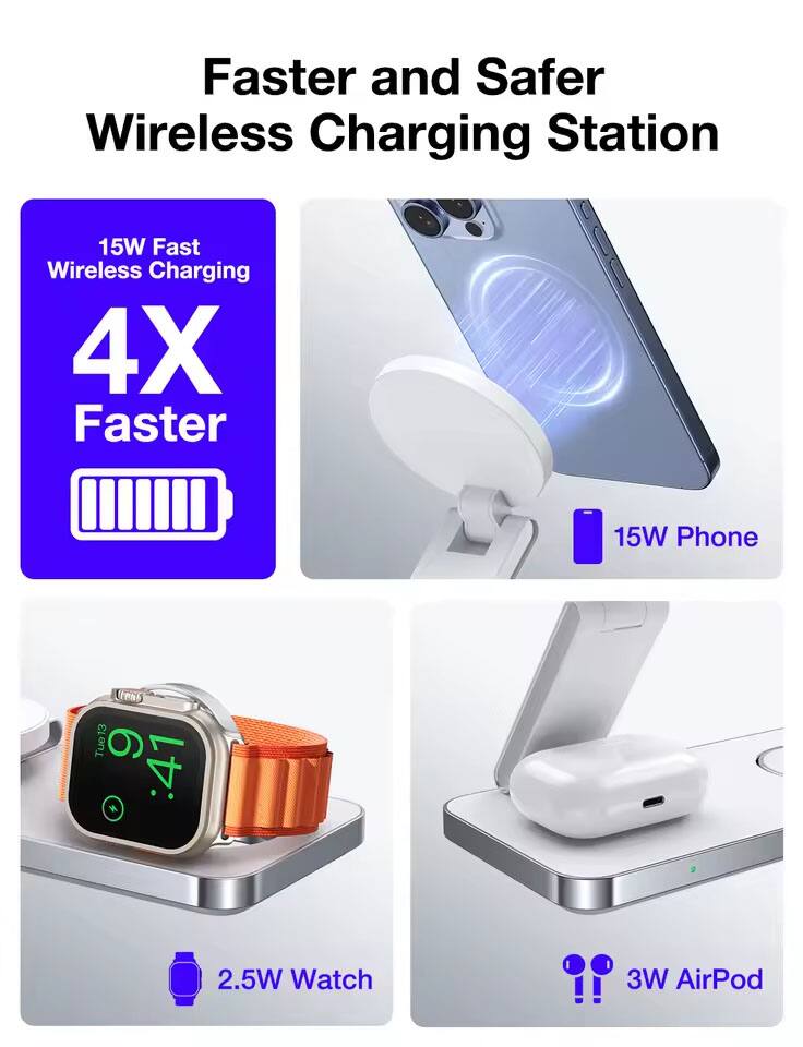 Faster and Safer Wireless Charging Station

15W Fast Wireless Charging
4X Faster

15W Phone
2.5W Watch
3W AirPod
