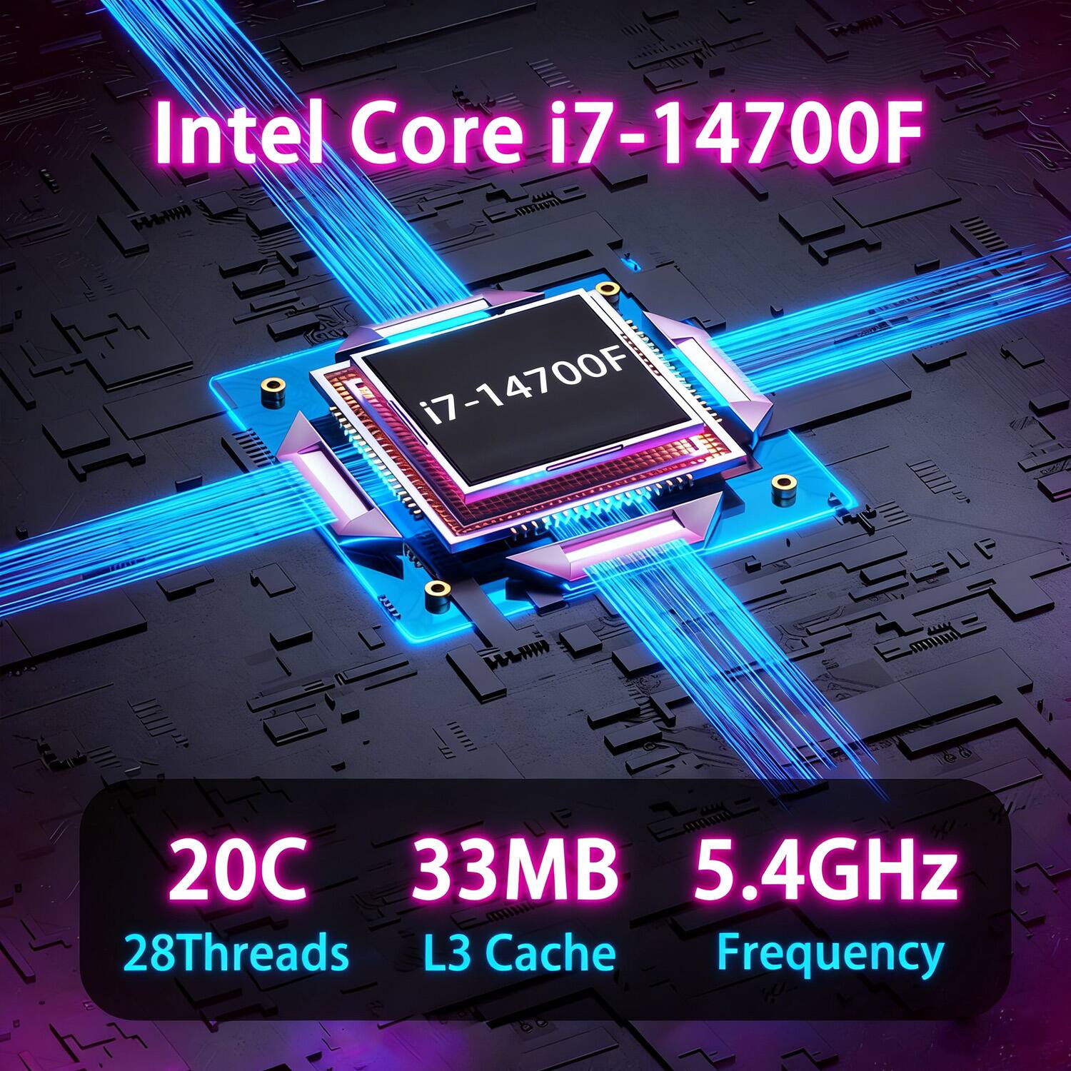 Intel Core i7-14700F  
20C  
33MB  
5.4GHz  
28Threads  
L3 Cache  
Frequency