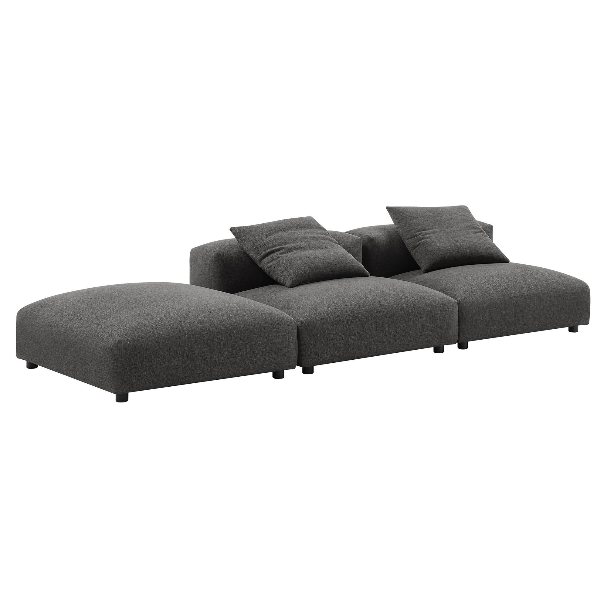 Back. Modway - Solace 3-Piece Modular Upholstered Fabric Sectional Sofa by Modway - Gray.