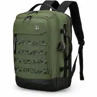 Swissdigital Design - BERG L TSA-Friendly Backpack With USB Charging Port RFID Protection and Fits Up to 16″ Laptop - Dark Green - Front_Zoom