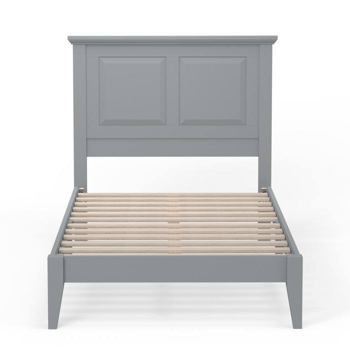 Angle. Hivvago - Hivvago Twin Traditional Solid Oak Wooden Platform Bed Frame with Headboard - Gray.