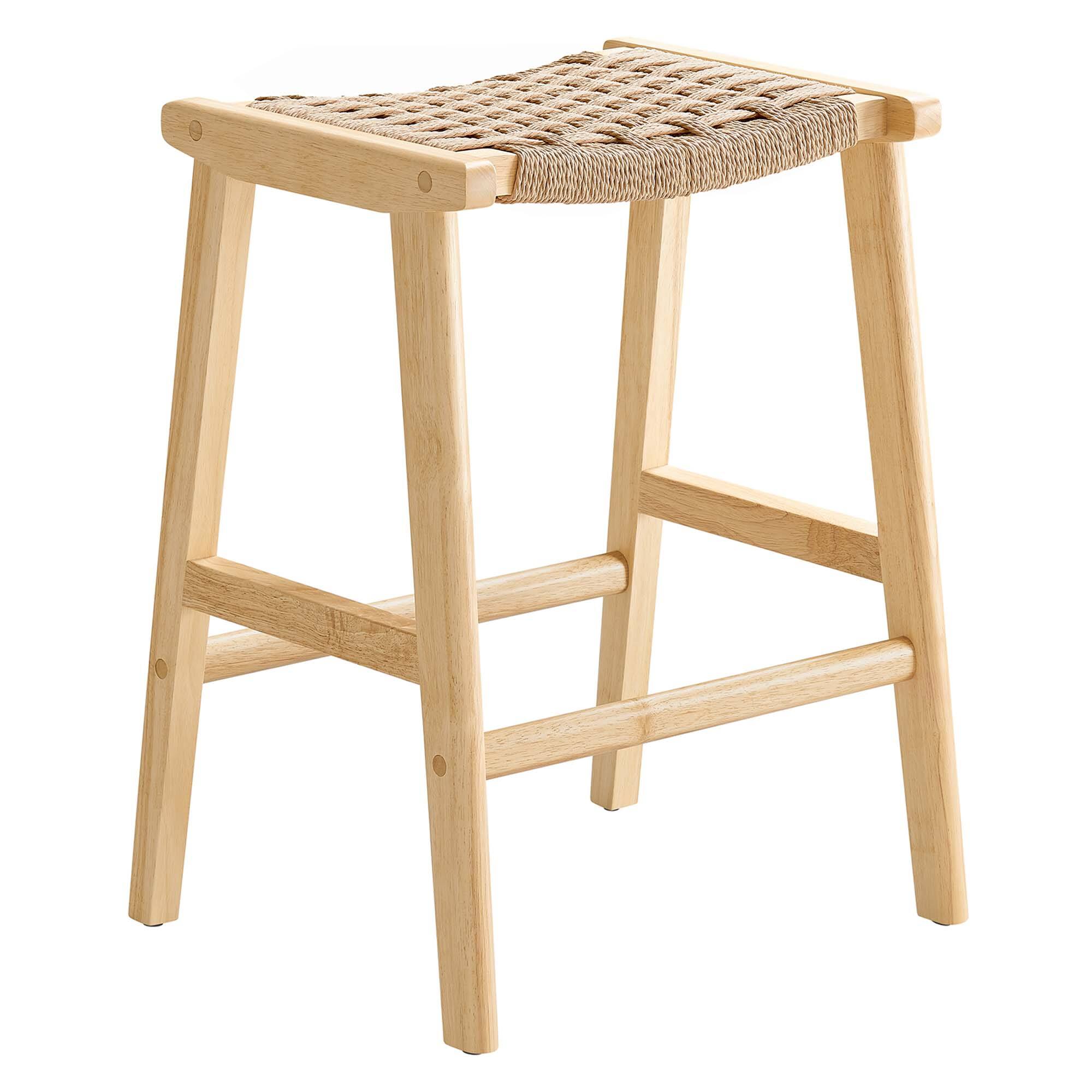 Back. Modway - Saoirse Woven Rope Wood Counter Stool Set of 2 by Modway - 0.