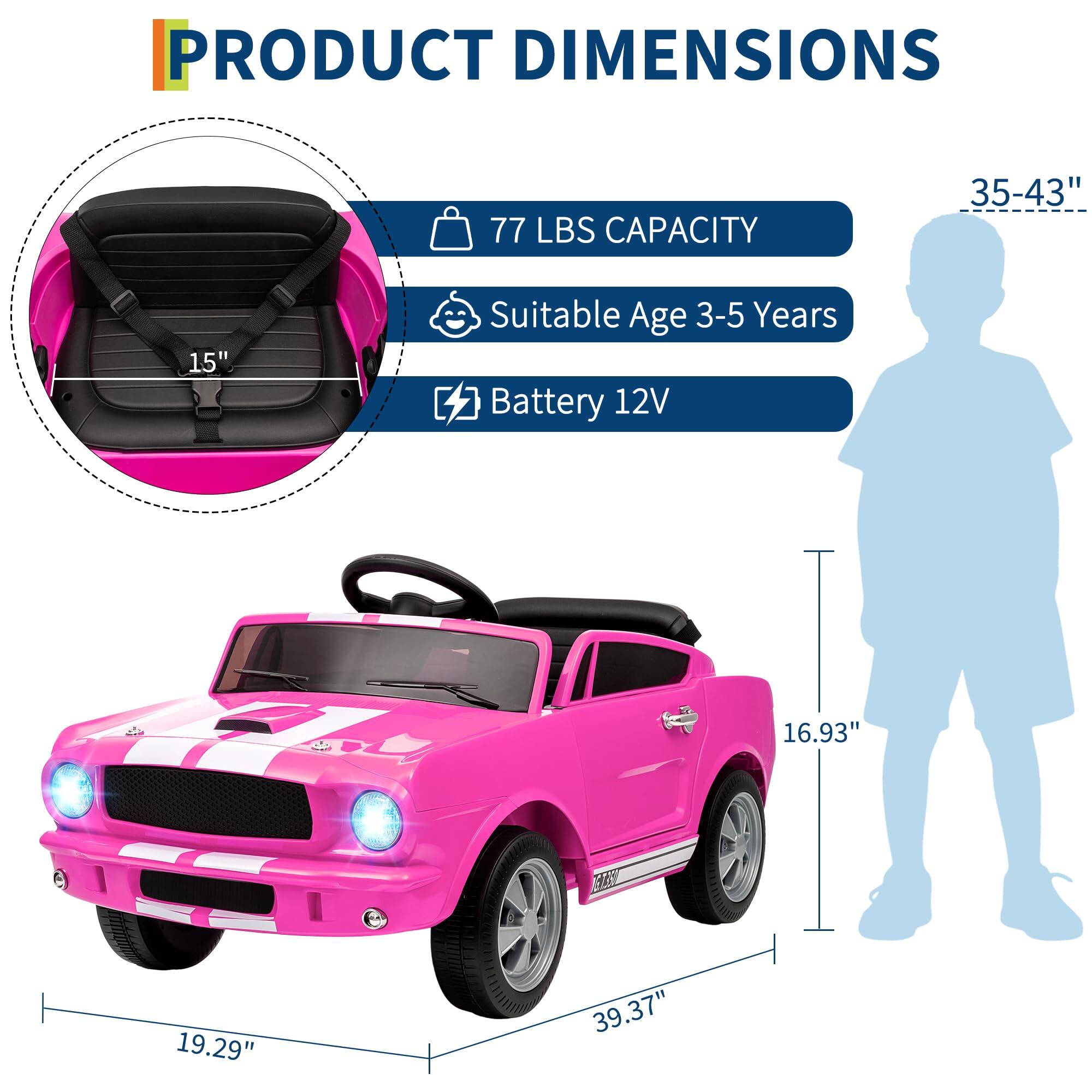 PRODUCT DIMENSIONS

- 77 LBS CAPACITY
- Suitable Age 3-5 Years
- Battery 12V

Dimensions:
- 35-43" (height)
- 16.93" (width)
- 19.29" (depth)
- 39.37" (length)
- 15" (seat width)