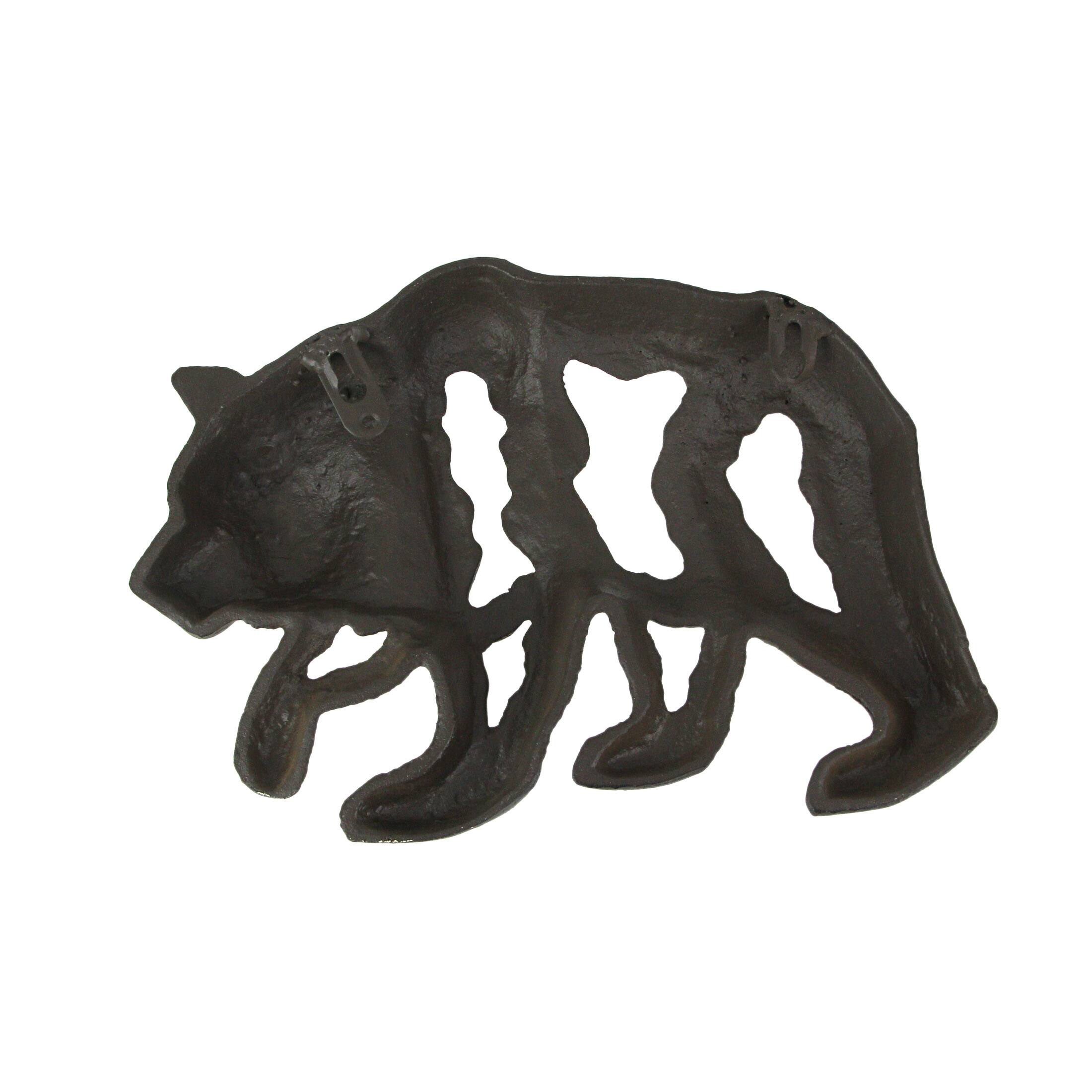 Alt View 2. J.D. Yeatts - Cast Iron Bear Wall Mounted Sculpture Cabin Home Art Hanging Plaque Lodge Decor - Brown.