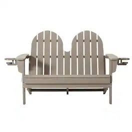 WestinTrends - St. Augustine Outdoor Patio 49" HDPE Folding Adirondack Garden Bench - Weathered Wood