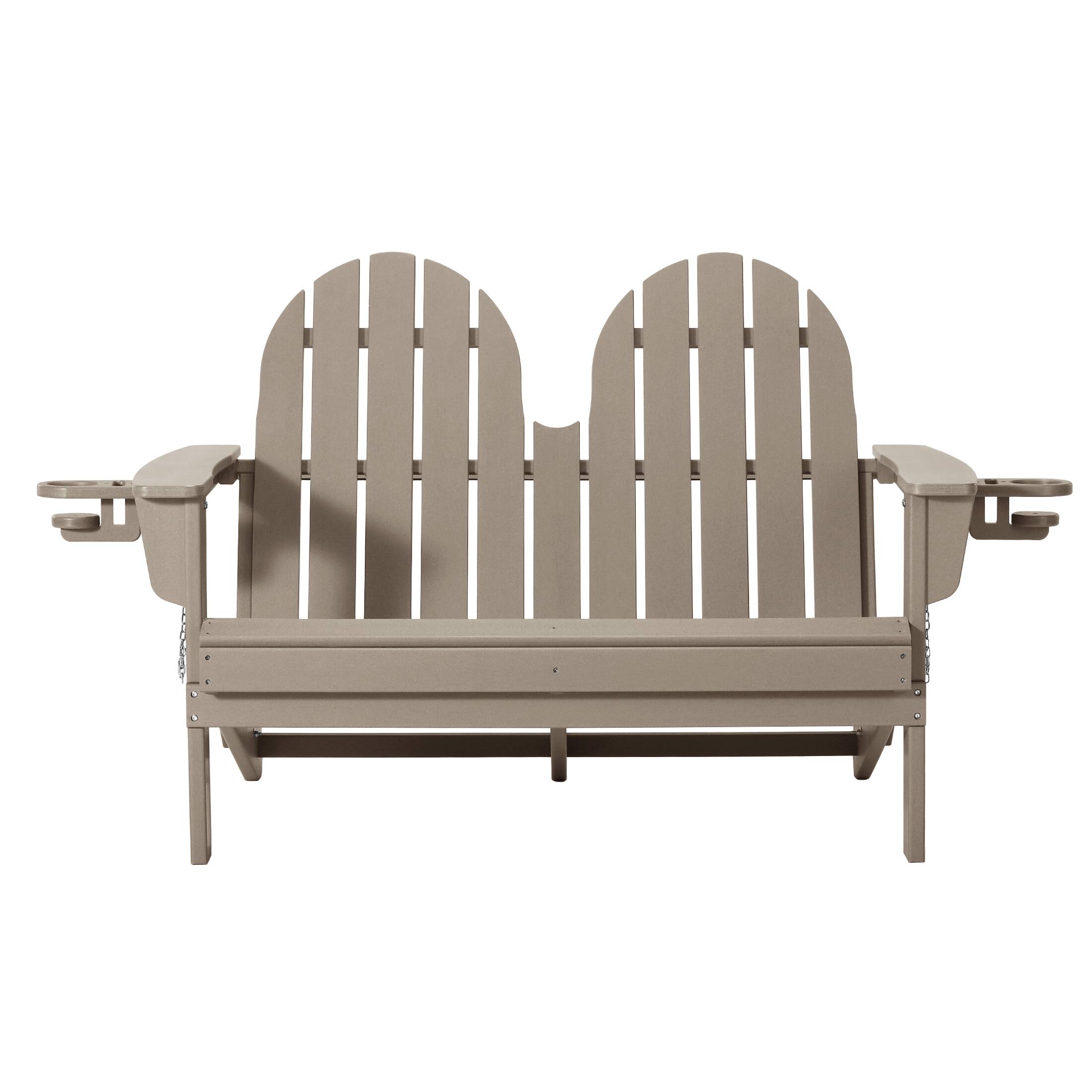 Front. WestinTrends - WestinTrends St. Augustine Outdoor Patio 49" HDPE Folding Adirondack Garden Bench - Weathered Wood.