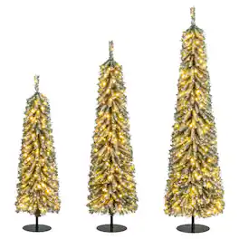 Spaco - 6FT Snow Pencil Christmas Tree Set - Green