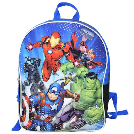 Front. Marvel - Marvel Avengers 15" Blue School and Travel Backpack ages 3+ - Assorted Pre-Pack.