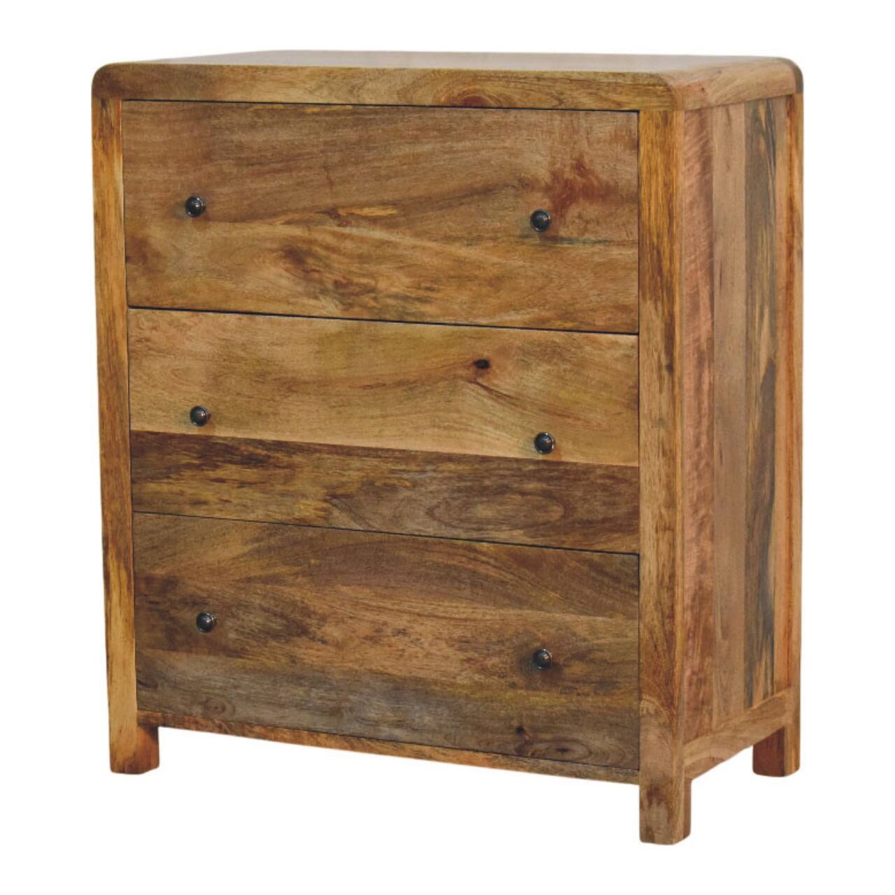 Back. Artisan Furniture - Artisan Furniture Solid Wood Oakish Three Drawer Chest, Beige - Beige.