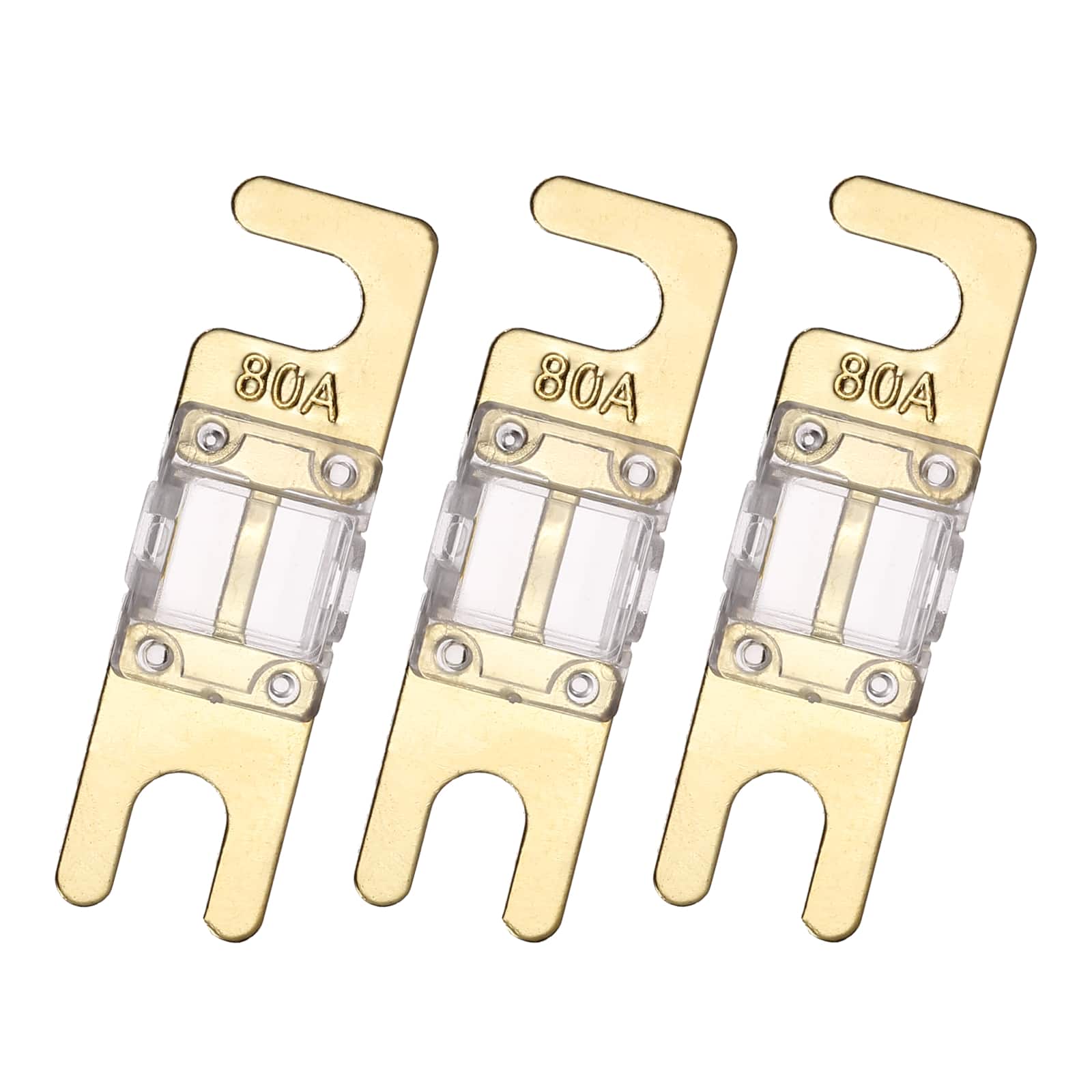 Unique Bargains - 3pcs 80A 125V Mini ANL Fuse Replacement, Electrical Protection Blade Fuse for Automotive Marine Audio Video System - Clear
